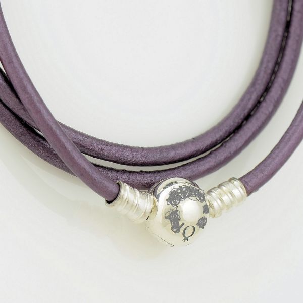 Import-Purple Smooth Triple Leather Bracelet