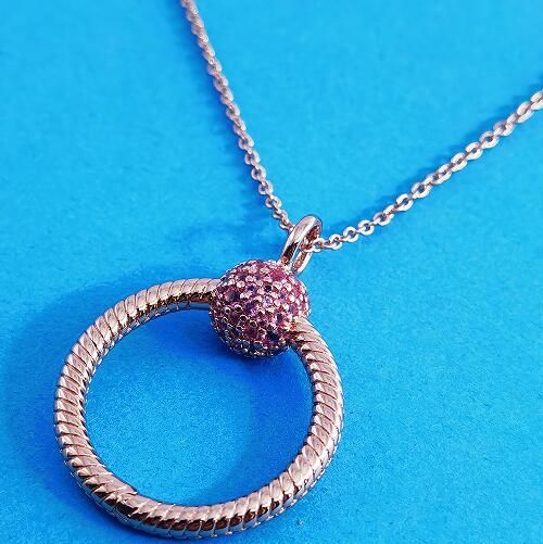 45cm Rose Gold-plated Pave AAA GRADE S925 ALE Holders Necklaces