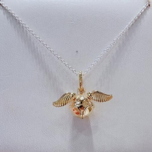 3mm-Gold-Plated Golden Snitch Charms With 45CM Necklaces