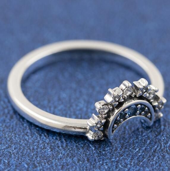 Neat S925 ALE 5A-Blue CZ Pave Moon Rings