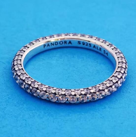 Neat S925 ALE 5A-Clear CZ Pave Single Row Rings