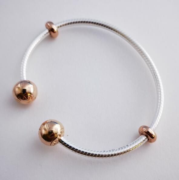 Rose Gold-plated End of Clasp Snake Chain Open Bangle