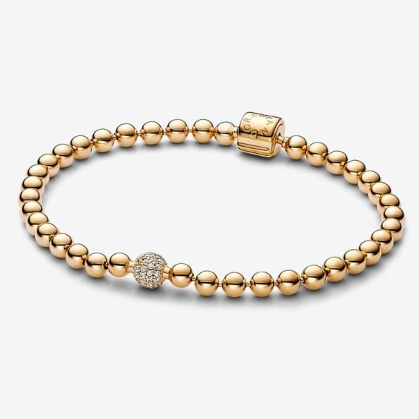 Beads & Pave Bracelet-Rose Gold-plated