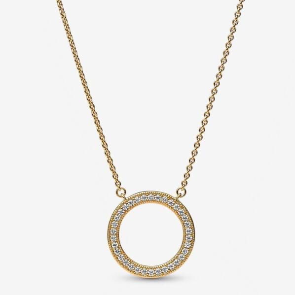 Signature Pave & Hearts Circle Pendant Necklace-NEW