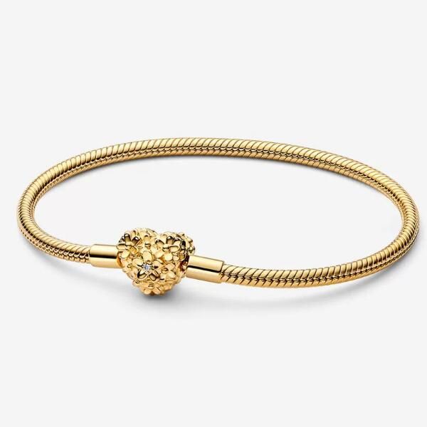 Snake Chain Flower Clasp Bracelets Shine Gold-plated