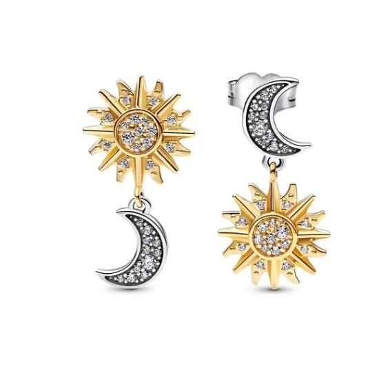 Moon&Sun Two Tone Earrings