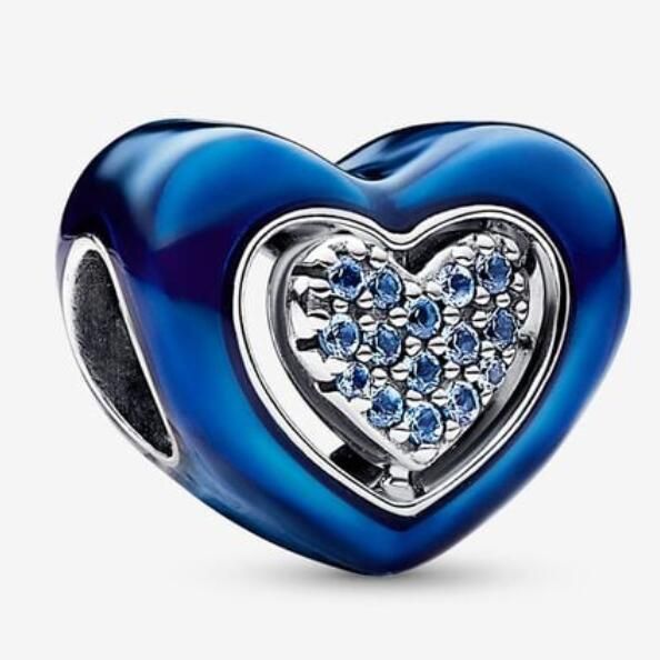 Blue Enamel Spinnable Heart Charm