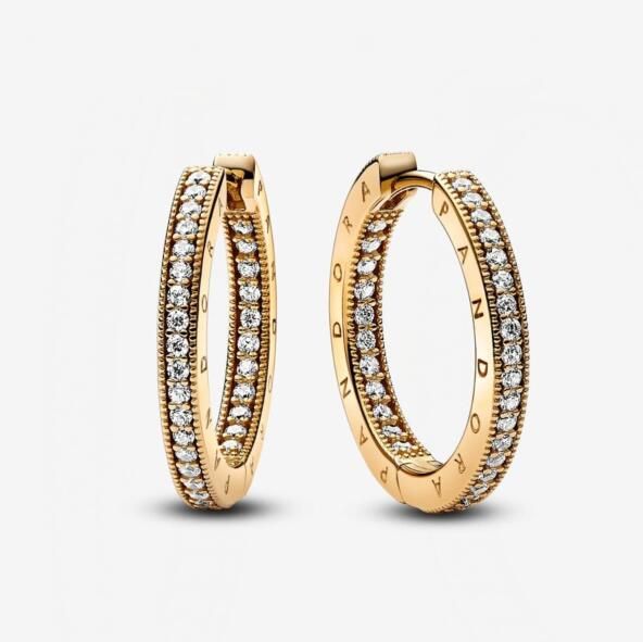 Signature Logo & Pave Sparkling Hoop Earrings