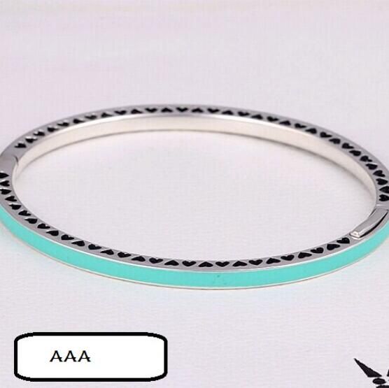 AAA GRADE S925 ALE Green Enamel&Pave Sterling Silver Bangles