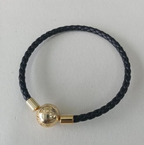 AAA GRADE-Single Black Leather Bracelets-SHINE