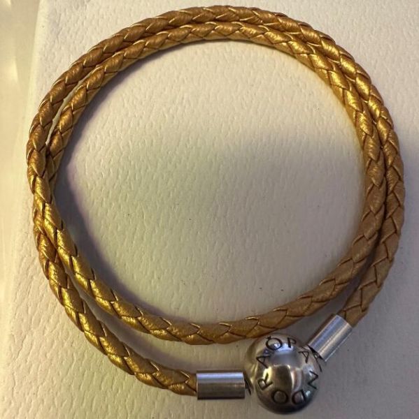 Leather Metal Gold Color Double Bracelets