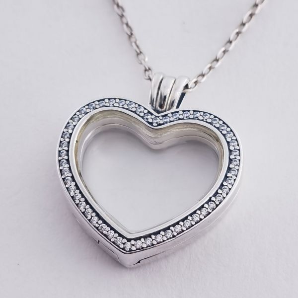 75CM Big Size Sparkling Heart Pave Floating Necklaces