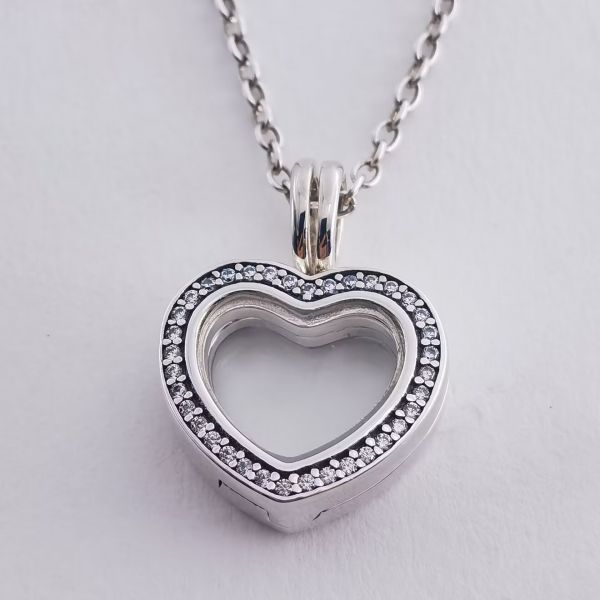 60CM Small Size Sparkling Heart Pave Floating Necklaces