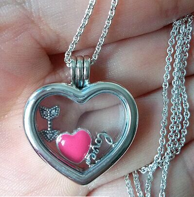 60CM Big Size Heart  Floating Necklaces With 3PCS Accessories