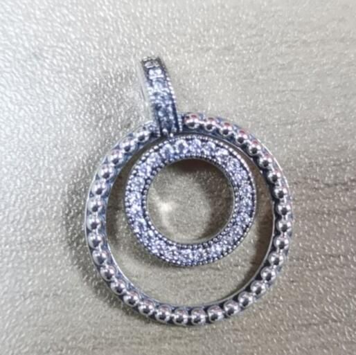Neat Stamped Signature Pave & Beads Pendant 