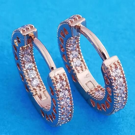 AAA GRADE Rose Gold Plated Hoop Earrings