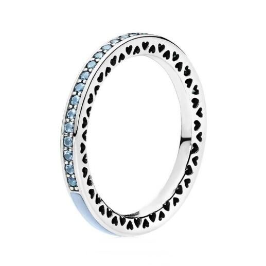 Blue 5A-CZ AAA GRADE S925 ALE Pave&Enamel Rings