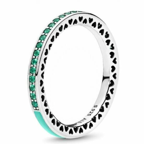 Green 5A-CZ AAA GRADE S925 ALE Pave&Enamel Rings