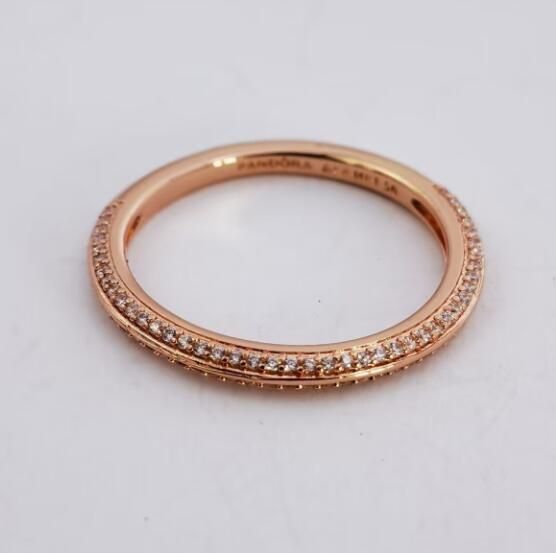 Rose Goldplated 5A CZ AAA GRADE S925 ALE Sparkling Rings