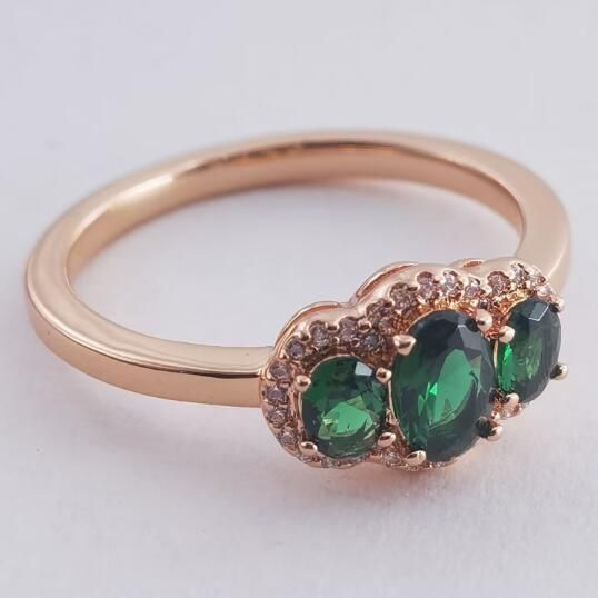 Green-5A-CZ Rose AAA GRADE S925 ALE Rings