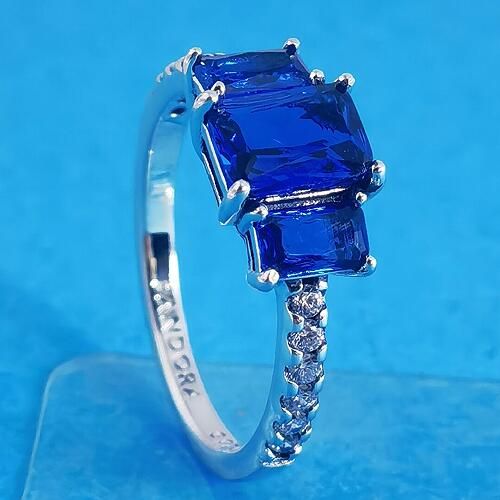 Clear&Blue-5A- CZ AAA GRADE S925 ALE Rings