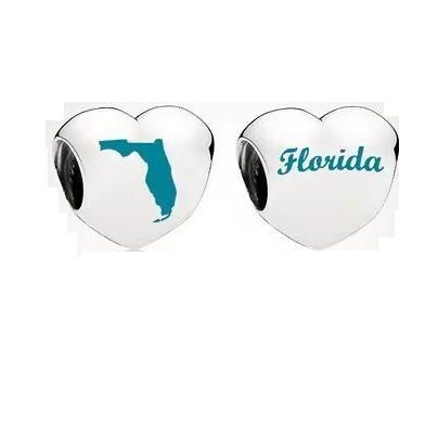 AAA GRADE S925 ALE Sterling Silver Florida Heart Charms