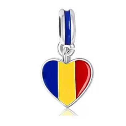 Romania Flag AAA GRADE S925 ALE Sterling Silver Pendants