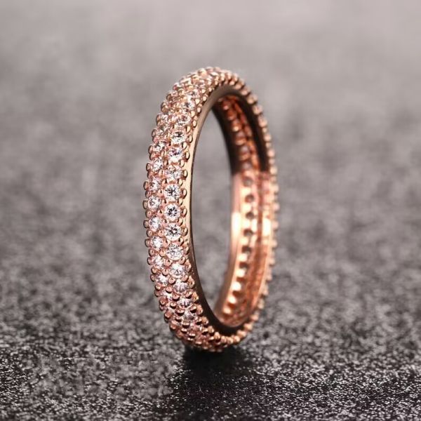 Rose Goldplated 5A CZ AAA GRADE S925 ALE Sparkling Rings