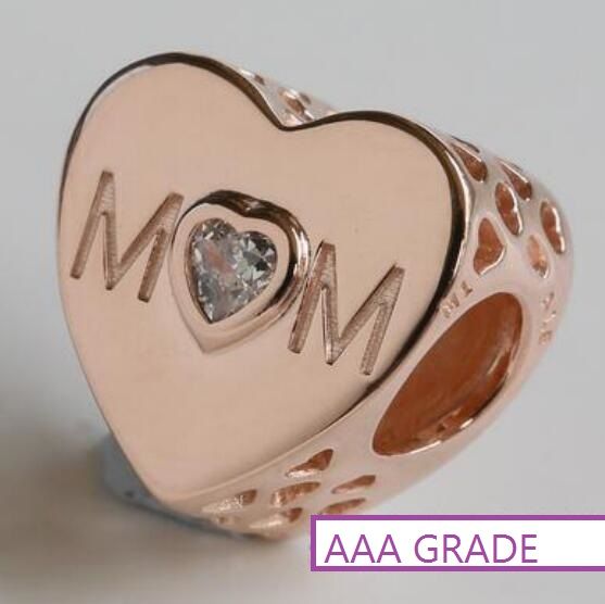 Rose Goldplated AAA GRADE S925 ALE Heart Theme Charms