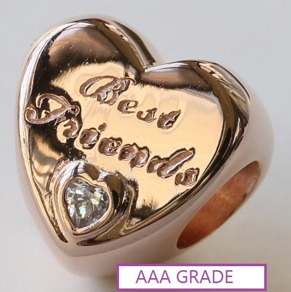 Rose Goldplated AAA GRADE ALE R Heart Theme Charms