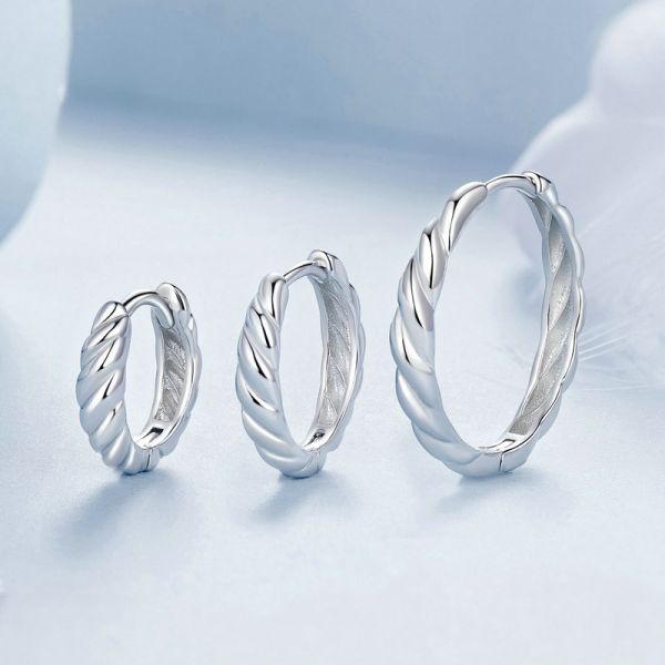 925 Sterling Silver 2024 New Twisted Hoop Earrings 