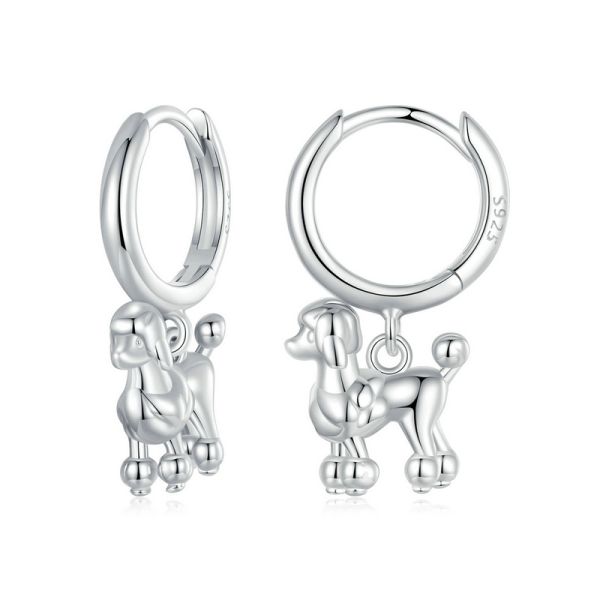 925 Sterling Silver 2024 New Poodle Hoop Earrings