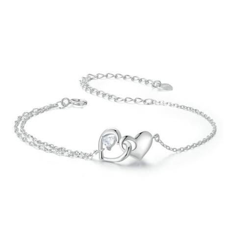 925 Sterling Silver 2024 New Heart to Heart Bracelet