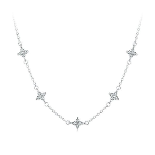 925 Sterling Silver 2024 New Four-Leaf Clover Stars Necklace