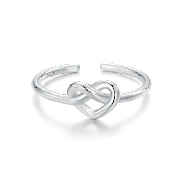 925 Sterling Silver 2024 New Entwined Heart Open Ring