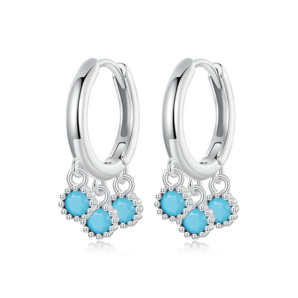 925 Sterling Silver 2024 New Turquoise Hoop Earrings
