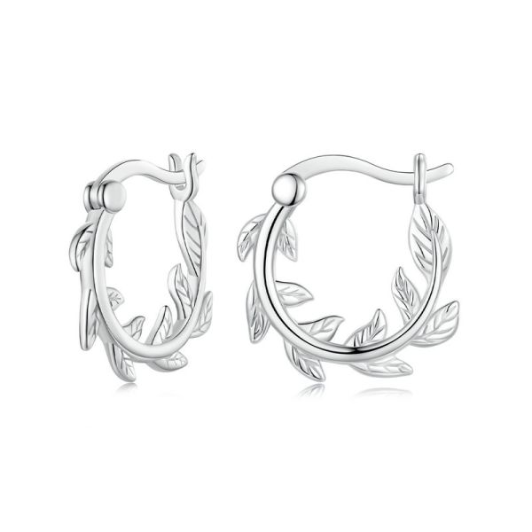 925 Sterling Silver 2024 New Leaf Hoop Earrings