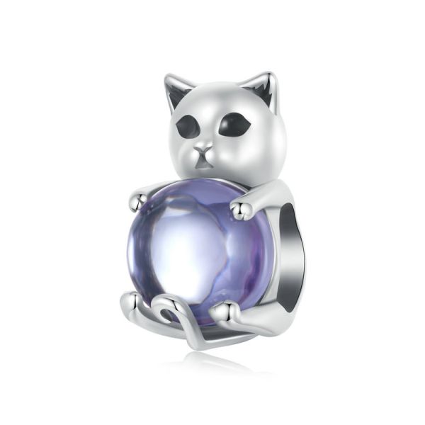 925 Sterling Silver 2024 New Cat Lucky Stone Charm