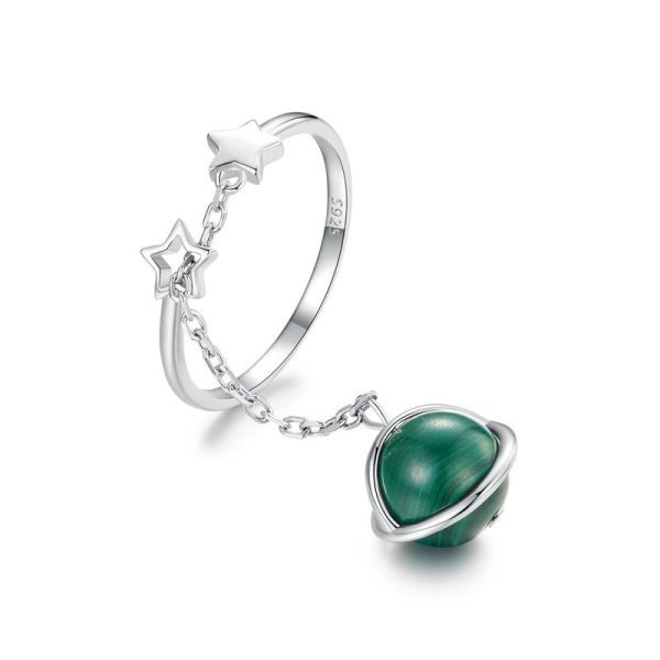 925 Sterling Silver 2024 New Malachite Open Ring