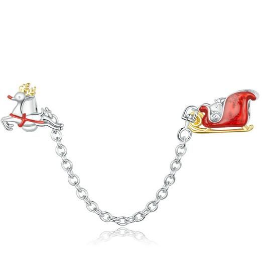 925 Sterling Silver Safety Chain Christmas Jewelry Charm 