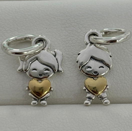 2PCS-AAA GRADE S925 ALE Sterling Silver 925 18K-Goldplated Charms